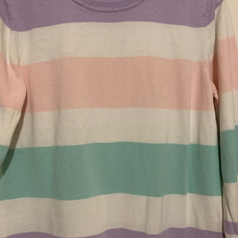 Tommy Hilfiger Pastel Stripe Crewneck Sweater Preppy Cottagecore Medium - Picture 3 of 6